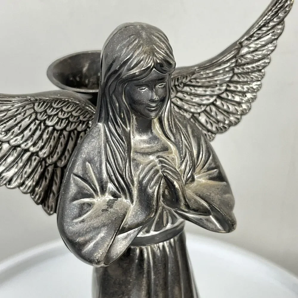 VTG International Silver Company Angel Candlestick‎ Holder Centerpiece Christmas